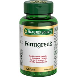 Nature's Bounty Fenugreek, 100 Count with Gelatin, Contains Silica, Vegetable Magnesium Stearate