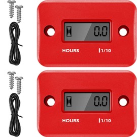 2 Pieces Inductive Hour Meter for Gas Engine Lawn Mower Dirt Bike Motorcycle Motocross Snowmobile Karting Marine ATV Boat Outboard Motor Generator Waterproof Hour Meters (Red)