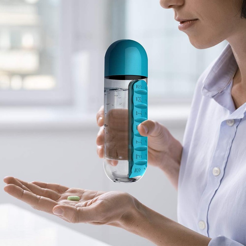 Asobu Combine Daily Pill Box Organizer with Water Bottle, 20
