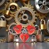 3Pcs Red Mini Heart Password Lock Small Metal Heart Shaped