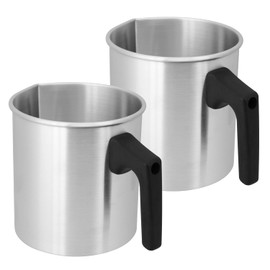 GENHAKON 2 PCS Candle Making Pouring Pot, 2 Pounds Silver Candle and Soap Wax Melting Pot, Metal Candle Pouring Pitcher, Perfect for Soap and Home Handmade Candles, Melted Chocolate and More