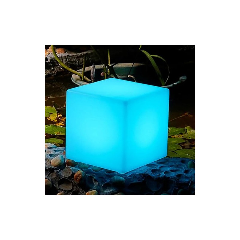 Mr.Go Solar Cube Light, Solar Powered RGB Cube Lamp with