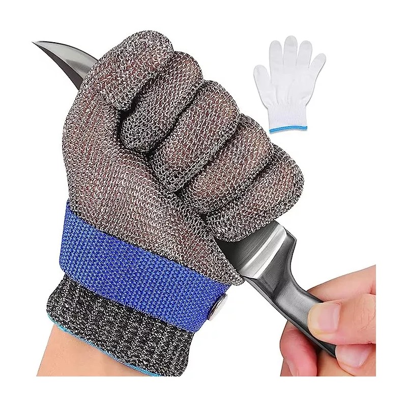 Cuero Guantes De Carnicero De Acero Inoxidable, Nivel 5 Anticortes