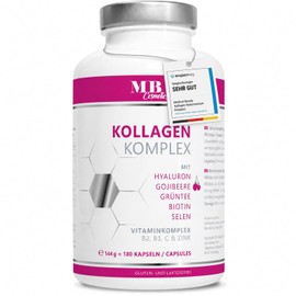 180 Collagen Capsules High Dose 1000 mg with Hyaluron, Goji Berry, Biotin and Zinc from Pasture Bovine Collagen Hydrolyzate Including Selenium, Vitamin C, B2 and B3. The Alternative to Collagen Powder