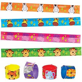 Baker Ross FX660 Braccialetti slap con gli amici della giungla - Confezione da 8, regali per le feste dei bambini
