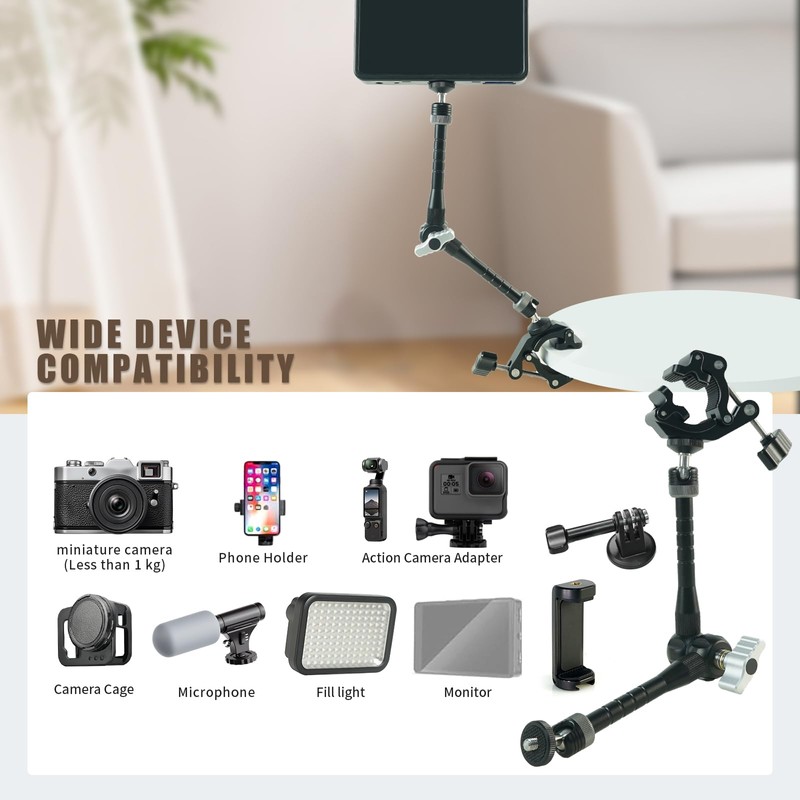 FIFIELD Heavy-Duty Articulating Magic Arm Clamp Mount with Super Clamp,