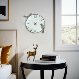 Lily's Home Wall Clock with Bird Design, Whisper-Quiet, Modern 13.7 Inch Battery Operated Wall Clocks, Analog Clocks for Living Room, Bedroom, Kitchen, Office