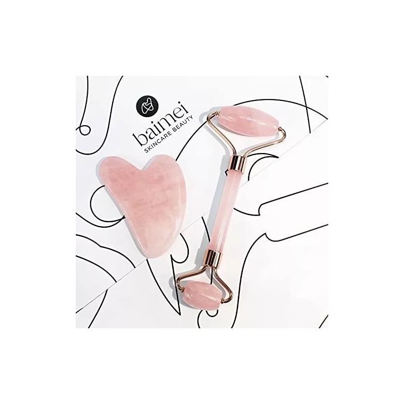 Baimei Rodillo De Jade Y Gua Sha Para Masaje Facial