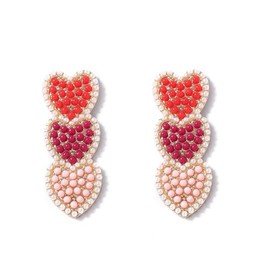 Colorful Valentine's Day Heart Shape Love Rhinestone Beaded Earrings for Women Jewelry(B)