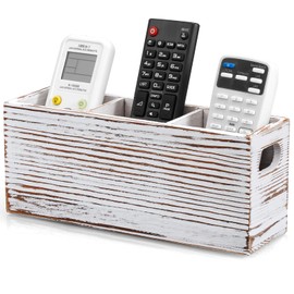 DRASTAR Wall Remote Holder,Remote Control Holder with 3 Slots, Remote Holder for Bed, Bedside Remote Control Holder, Retro White