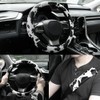 AUTOXBERT 3Pcs Cow Print Steering Wheel Cover Set 15Inch Wheel