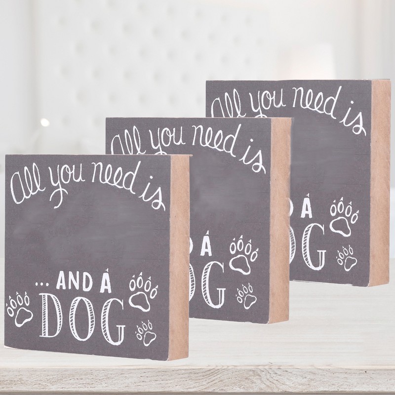 3Pcs Wooden Box Sign Pet Lovedog Letter DIY Wood Crafts