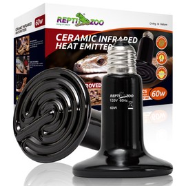 REPTI ZOO 2Pack Ceramic Heat Emitter 60W Reptile Heat Lamp Night Heat Lamp Bulbs Reptile Terrarium Heat lamp Tank Heat Bulb for Turtle Bearded Dragon Gecko Lizard Snake Chicken E26