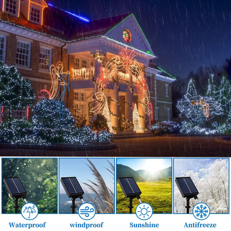 ANJAYLIA Solar Outdoor Rope Lights, 66FT 200 LED Solar Powered