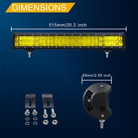 Willpower 20 inch 288W LED Light Bar Amber LED Work Light Spot Flood Beam for Jeep Trucks Tractor 4X4 Boat Off Road Auto Fog Driving Lamp 12V 24V Waterproof IP67