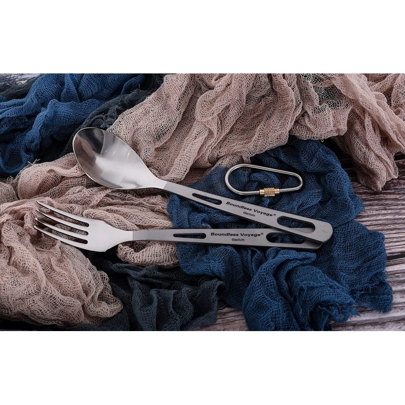 Boundless Voyage Ultralight Titanium Spoon and Fork Set Camping Outdoor