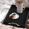 HofferRuffer Faux Leather Rectangle Serving Tray Decor Platter with Gold