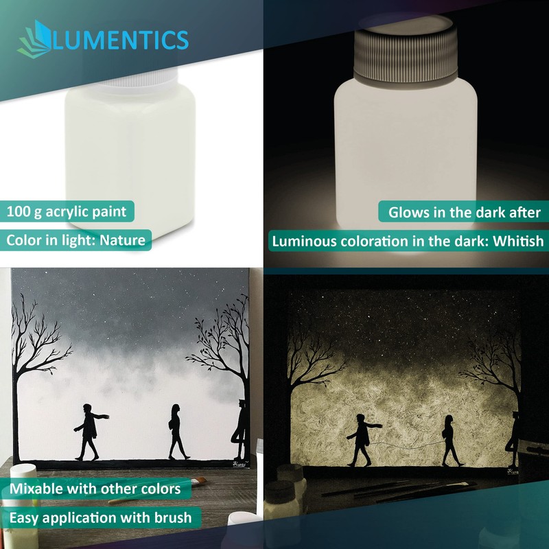 LUMENTICS Paint Colour: White Glow-In-The-Dark, 100 g Glow-In-The-Dark Colour With
