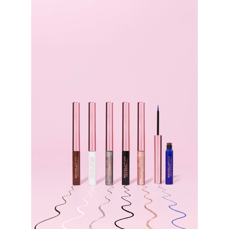 Makeup Revolution, Super Flick Liquid Eyeliner, Highly Pigmented, White, 2.4