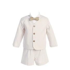 Eton Seersucker Suit w/Jacket, Shorts, Shirt, Bow Tie Khaki Medium 6-12 Months