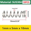 Qrity 10Pcs Coil Extended Compressed Spring, Compressed Springs, Stainless Steel