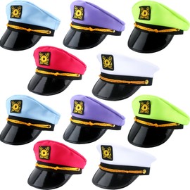 SGBETTER - Paquete de 10 gorros ajustables para capitán, sombrero náutico colorido, sombrero de almirante marino para adultos, crucero, capitán, fiesta temática, accesorio, 4 colores