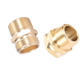 Garden Hose Adapter,3/4"GHT Male x 3/4" NPT Male Connector with 3/4"GHT Female x 3/4" NPT Male Connector,Brass Pipe to Garden Hose Fitting Connect (3/4NPT Couple)