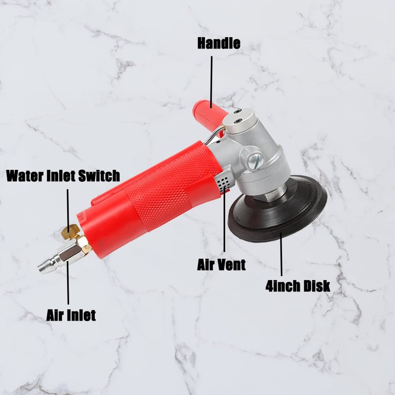 Fetcoi 4" Air Grinder, Water Jet Pneumatic Grinder Air Wet