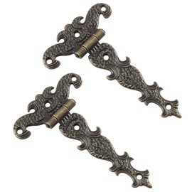 Retro Bronze Hinges Decorative Vintage T-Hinge Angle Hinge Door Hinge Rustic Antique Door Hinges Gate Fitting Suitable for Door Barn Doors Black Wrought Iron Rustproof Gate Cabinet