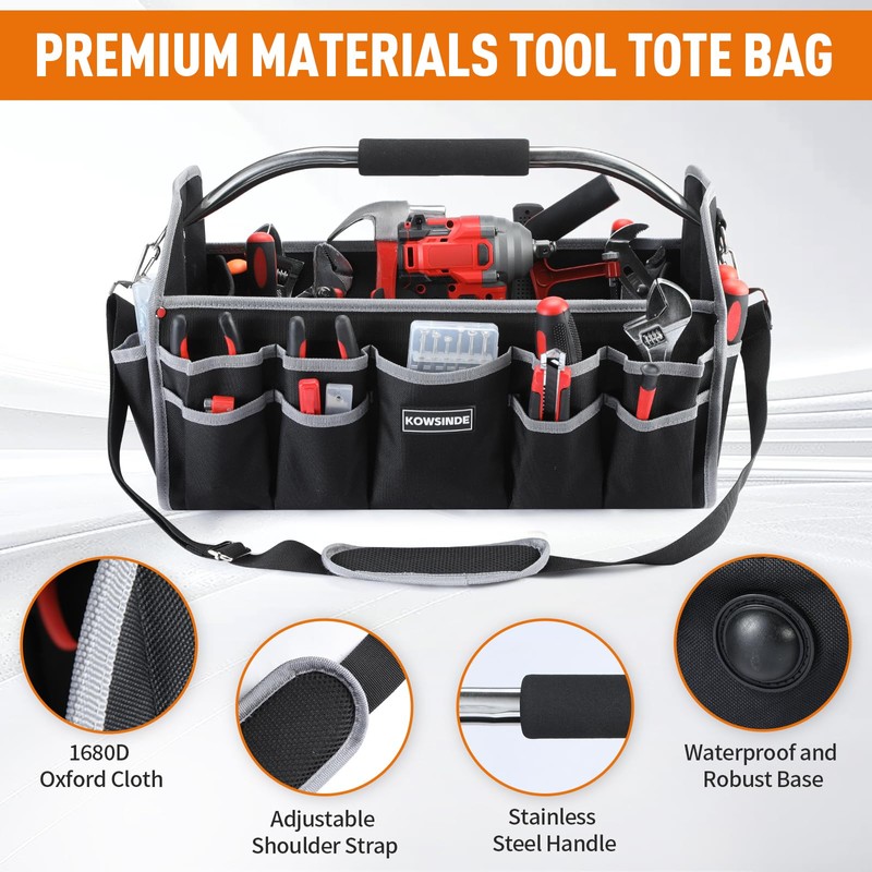 Kowsinde 18 Inch Tool Bag, Electrician Tool Bag, Open Top