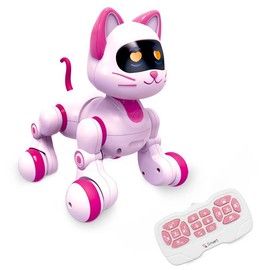 fisca Remote Controlled Robot Cat for Children - RC Stunt Cat Robot Toy with Singing, Dancing, Talking, Intelligent Programmable Interactive Cat Toy for Children Aged 3-12 Years