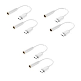 Gatuida 3sets c to 3.5mm Audio Adapter c to 3.5mm Headset Converter White Adapter Reversible Connector 2pcs*3
