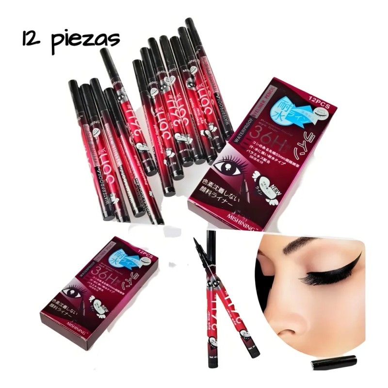 Delineador de Ojos Líquido Mishining Negro Indeleble 36 Horas Waterproof