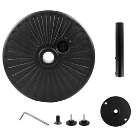 Round Umbrella Base Stand with Steel Umbrella Holder, 50lbs Heavy Duty Fillable Umbrella Base Stand, for Outdoor, Patio, Market, Lawn, Garden (Black)