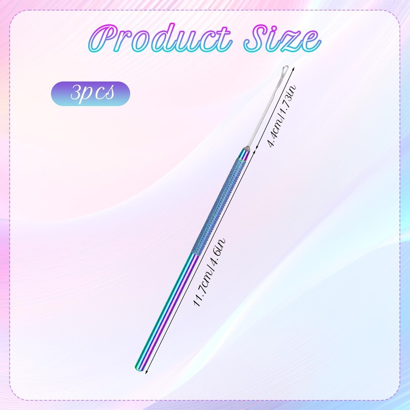 3 Pcs Stainless Steel Hair Extensions Loop Needle Pulling Hook