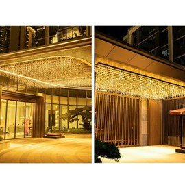 GTSYDING LED Icicle String Lights, Christmas Icicle Lights 16.4FT 216 LEDs Window Curtain Starry Fairy Lights Plug in 8 Modes for Wedding Party Bedroom Garden Patio Outdoor Indoor (Warm White, 5)