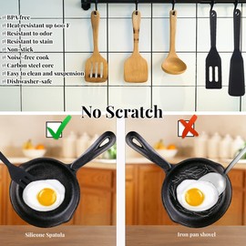 Mini Brownie Serving Spatula, Cookie Silicone Spatulas Flexible Nonstick Silicone Serve Turner Heat-Resistant for Flip Egg in Small Frying Pan Cookie Batter Cookware Cooking Baking (black hole)