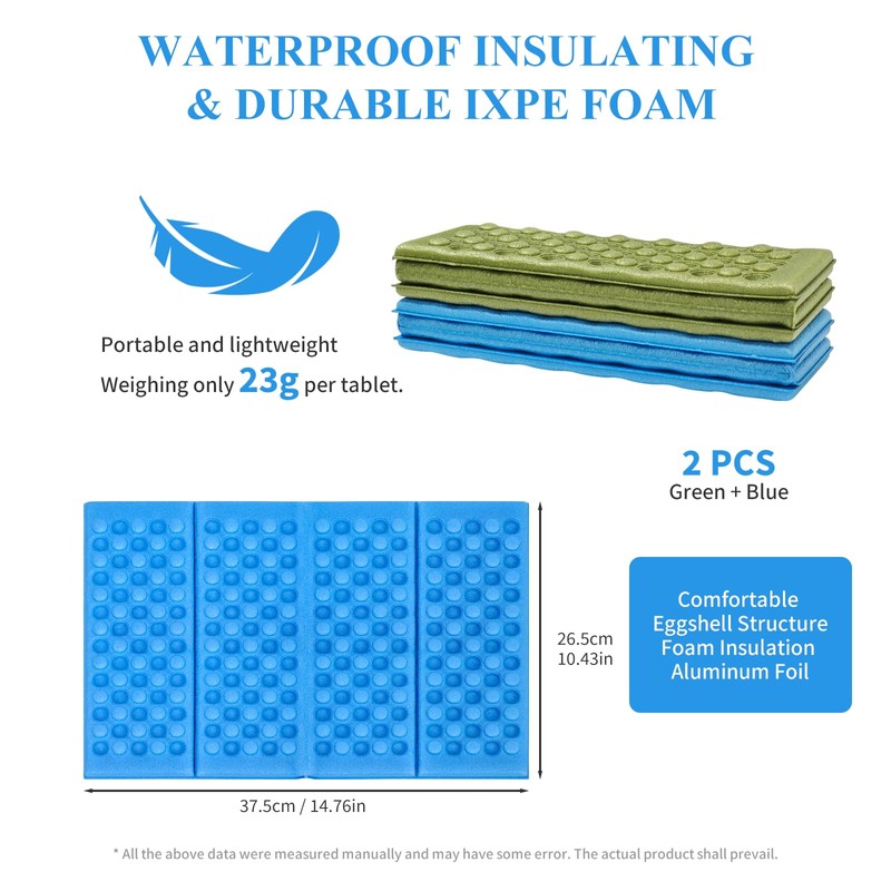 Laurraine 2Pcs Folding Sit Mat, XPE Foam Ultralight Portable Seat