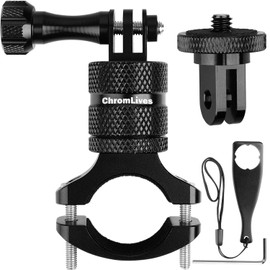 ChromLives - Soporte de bicicleta para Gopro, soporte de manubrio de cámara con rotación de 360 grados, soporte de aluminio para cámara de bicicleta para bicicleta de montaña/motocicleta para Gopro