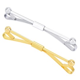 Elandy 2Pcs Mens Tie Clips Shirt Collar Clip Necktie Bar Pinch Clip with Gold Silver Tone Business Tie Pins Collar Holder for Anniversary Wedding Party Meeting