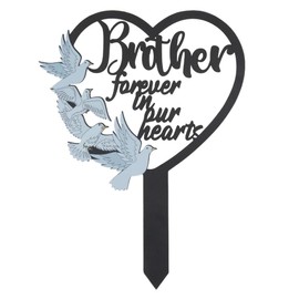 Metal Brother Memorial Stake Grave Dove Decorations for Cemetery Gravesite Sympathy Markers Waterproof Memorial Gifts for Loss of Brother Tombstones Plaque Outdoors Lawn Yard Decor (Brother)
