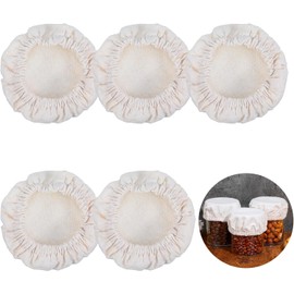 5 fundas para tarros de masa fermentada, reutilizables para principiantes de masa fermentada, cubiertas de lino y tela elástica transpirable, tapa de recipiente de fermentación para tarros de masón de