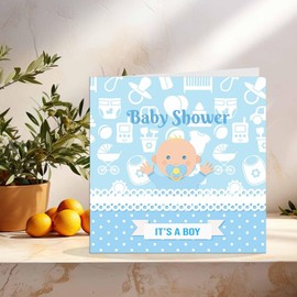 Boys Baby Shower Card - its a Boy - Newborn Congratulations Card 145 x 145mm