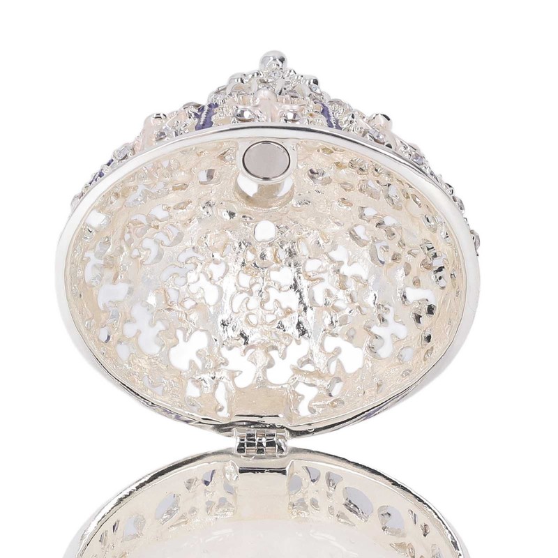 Metal Trinket Box Purple Crown Shape Shiny Elegant Exquisite Zinc