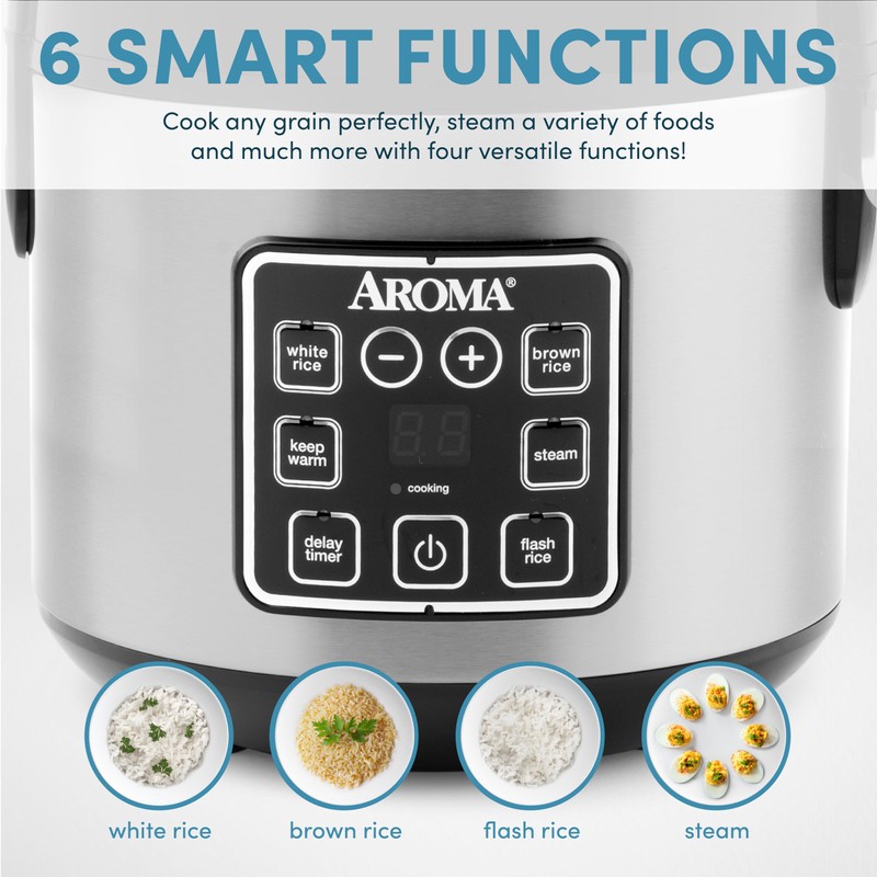 AROMA Digital Rice Cooker, 4-Cup (Uncooked) / 8-Cup (Cooked), Steamer,