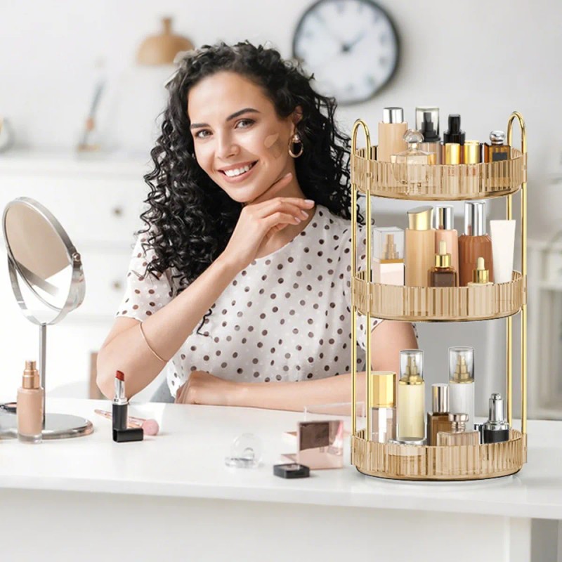 Organizador De Maquillaje Giratorio De 360 Grados 3 Niveles