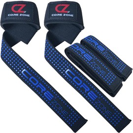 COREZONE Wrist Straps for Weightlifting Non-Slip Grip Wrist Wraps Support For Weight lifting Straps for Men & Women | Fitness Gym Straps for Workout, Powerlifting, Deadlift Straps, Bodybuilding (Blue)