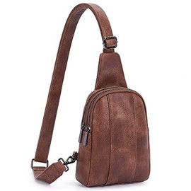 HKCLUF 4059 Crossbody Sling Bag For Women Vegan Leather Crossbody Fanny Packs Fashion Chest Bag with Adjustable Strap Perfect for Back to School:_Deep Brown  