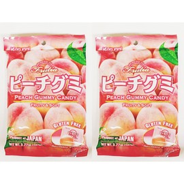 Peach Gummy Candy, Gluten Free, Fruity and Soft, Product of Japan, 3.77 oz-2 Pack