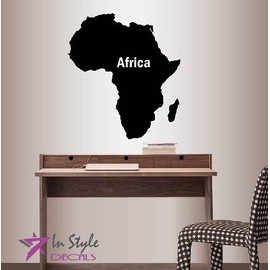 Wall Vinyl Decal Home Decor Art Sticker Map of Africa Continents World Map Room Removable Stylish Mural Unique Design
